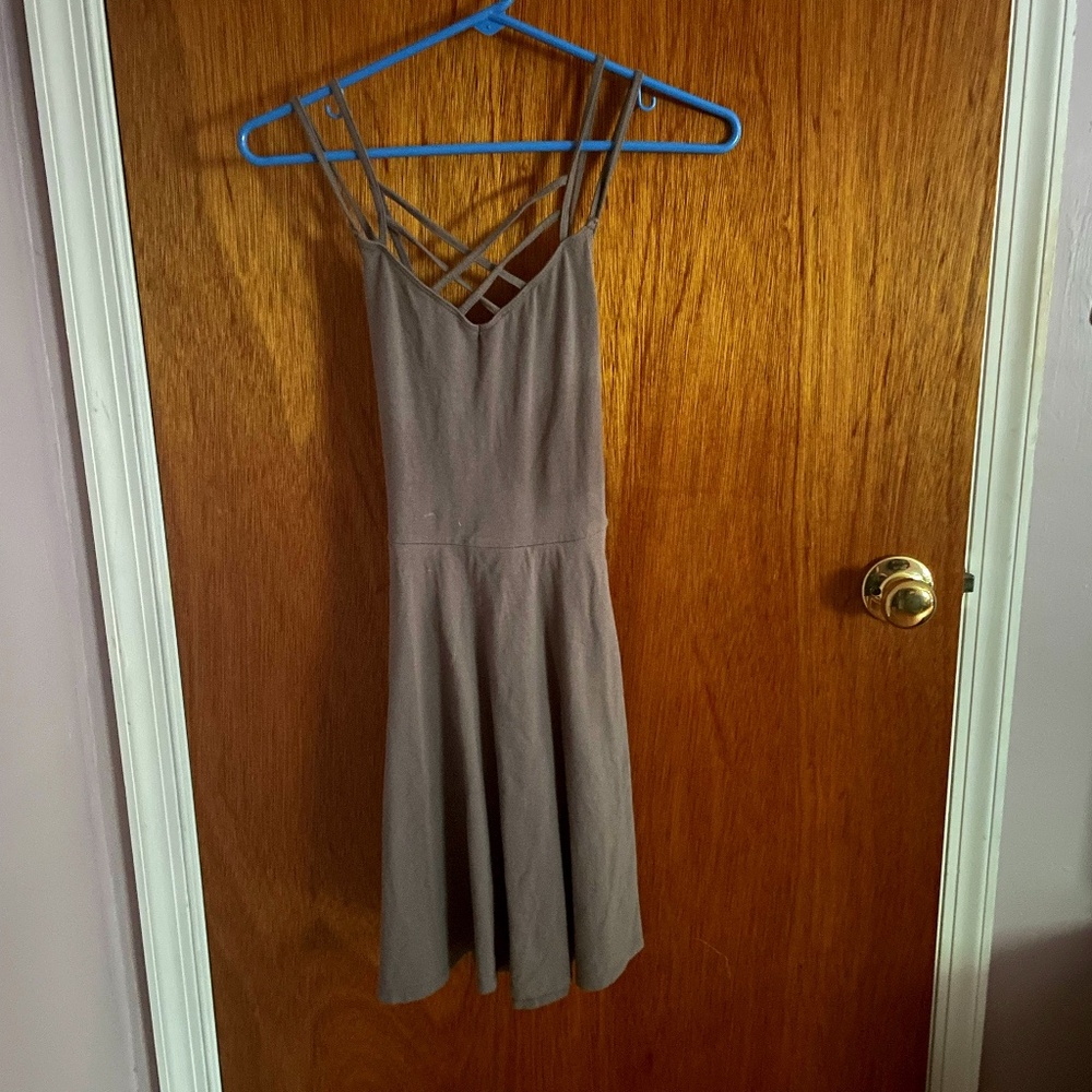 Hollister grey criss-cross strap dress